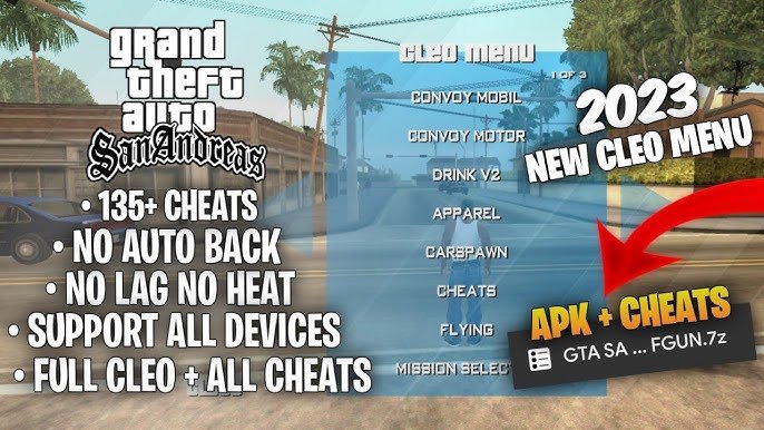 GTA San Andreas Apk + Mod CLEO (Cheats) + Data v2.10 Android